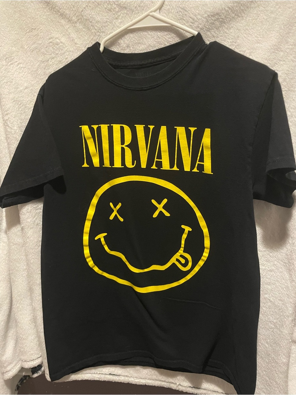 NIRVANA Black Tee with Yellow Logo Graphic